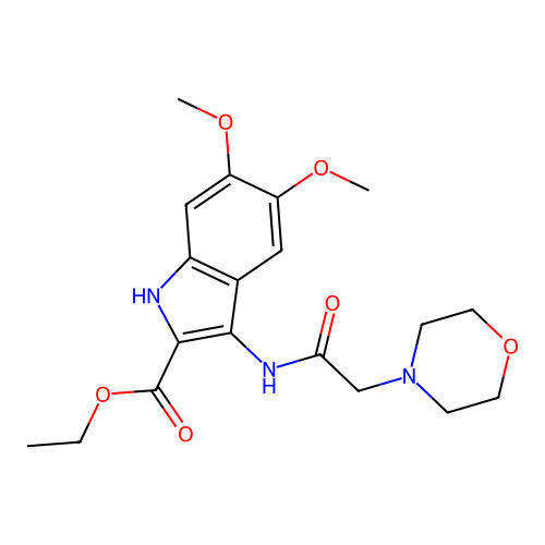 ethyl 5,6-dimethoxy-3-[(morpholin-4-ylacetyl)amino]-1H-indole-2-carboxylate structure