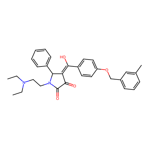 (4E)-1-(2-diethylaminoethyl)-4-[hydroxy-[4-[(3-methylphenyl)methoxy]phenyl]methylidene]-5-phenylpyrrolidine-2,3-dione structure