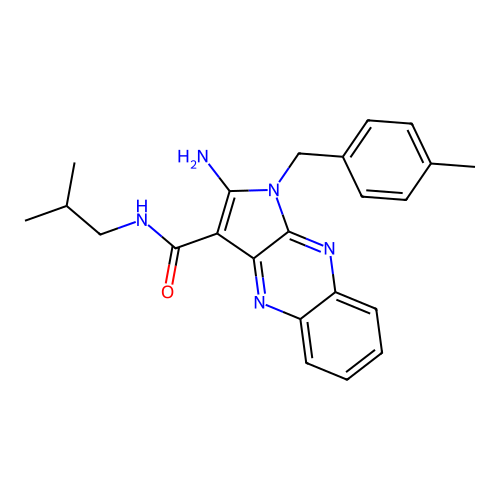 2-amino-N-isobutyl-1-(4-methylbenzyl)-1H-pyrrolo[2,3-b]quinoxaline-3-carboxamide structure