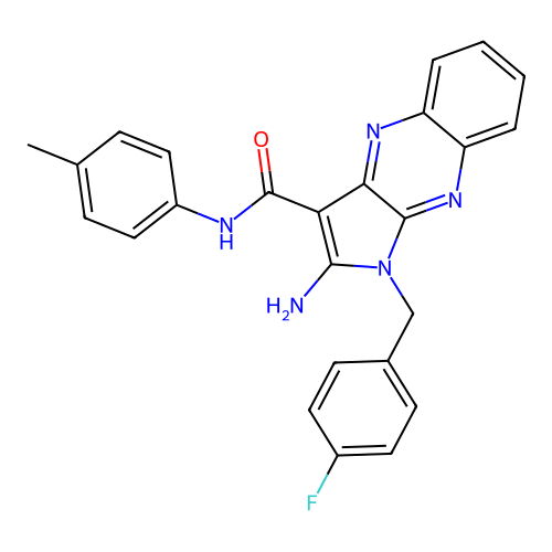 2-amino-1-(4-fluorobenzyl)-N-(4-methylphenyl)-1H-pyrrolo[2,3-b]quinoxaline-3-carboxamide structure