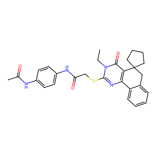 N-(4-acetamidophenyl)-2-((3-ethyl-4-oxo-4,6-dihydro-3H-spiro[benzo[h]quinazoline-5,1'-cyclopentan]-2-yl)thio)acetamide structure