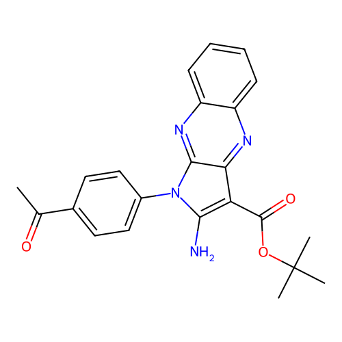 tert-butyl 1-(4-acetylphenyl)-2-amino-1H-pyrrolo[2,3-b]quinoxaline-3-carboxylate structure