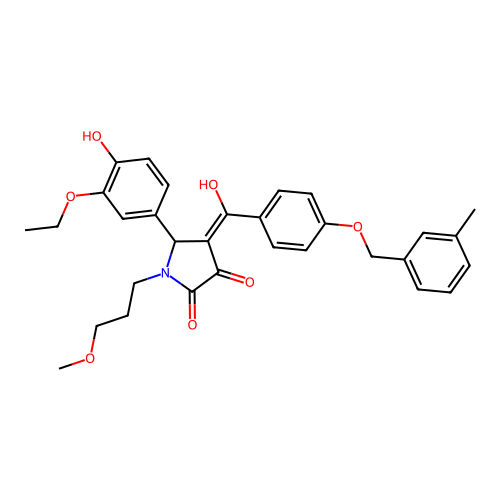 (4E)-5-(3-ethoxy-4-hydroxyphenyl)-4-(hydroxy{4-[(3-methylbenzyl)oxy]phenyl}methylidene)-1-(3-methoxypropyl)pyrrolidine-2,3-dione structure