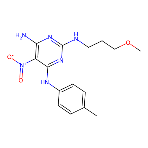 N~2~-(3-methoxypropyl)-N~4~-(4-methylphenyl)-5-nitropyrimidine-2,4,6-triamine structure