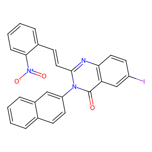 (E)-6-iodo-3-(naphthalen-2-yl)-2-(2-nitrostyryl)quinazolin-4(3H)-one structure