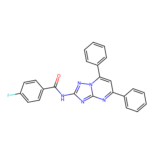 N-(5,7-diphenyl-[1,2,4]triazolo[1,5-a]pyrimidin-2-yl)-4-fluorobenzamide structure