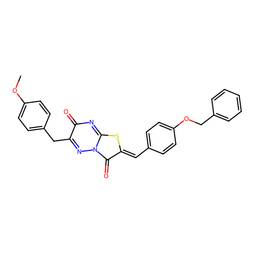 (Z)-2-(4-(benzyloxy)benzylidene)-6-(4-methoxybenzyl)-2H-thiazolo[3,2-b][1,2,4]triazine-3,7-dione structure