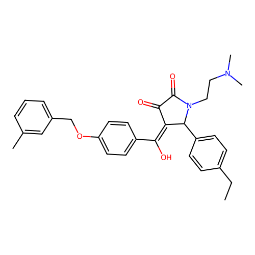 1-(2-dimethylaminoethyl)-5-(4-ethylphenyl)-4-[hydroxy-[4-[(3-methylphenyl)methoxy]phenyl]methylidene]pyrrolidine-2,3-dione structure
