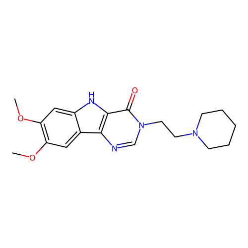 7,8-dimethoxy-3-(2-(piperidin-1-yl)ethyl)-3H-pyrimido[5,4-b]indol-4(5H)-one structure