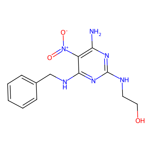 2-[[4-Amino-6-(benzylamino)-5-nitropyrimidin-2-yl]amino]ethanol structure