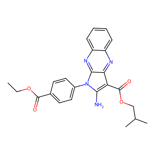 2-methylpropyl 2-amino-1-(4-ethoxycarbonylphenyl)pyrrolo[3,2-b]quinoxaline-3-carboxylate structure