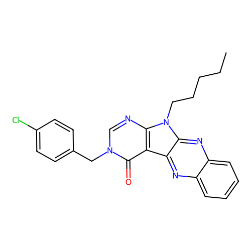 3-(4-chlorobenzyl)-11-pentyl-3H-pyrimido[5',4':4,5]pyrrolo[2,3-b]quinoxalin-4(11H)-one structure