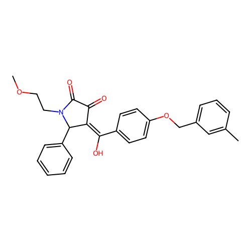(4E)-4-(hydroxy{4-[(3-methylbenzyl)oxy]phenyl}methylidene)-1-(2-methoxyethyl)-5-phenylpyrrolidine-2,3-dione structure