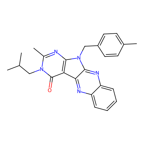 3-isobutyl-2-methyl-11-(4-methylbenzyl)-3H-pyrimido[5',4':4,5]pyrrolo[2,3-b]quinoxalin-4(11H)-one structure
