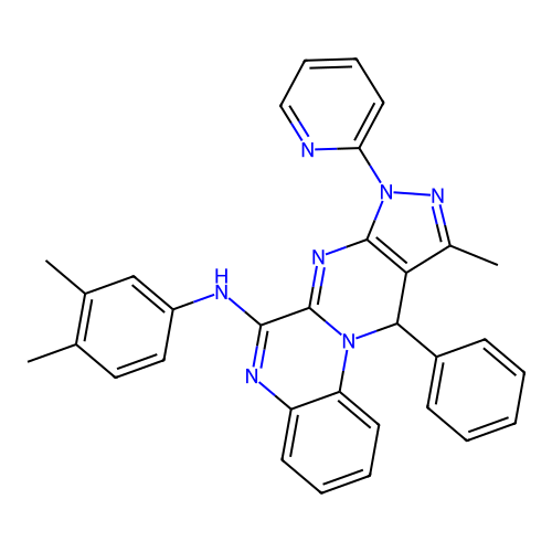N-(3,4-dimethylphenyl)-10-methyl-11-phenyl-8-(pyridin-2-yl)-8,11-dihydropyrazolo[3',4':4,5]pyrimido[1,2-a]quinoxalin-6-amine structure