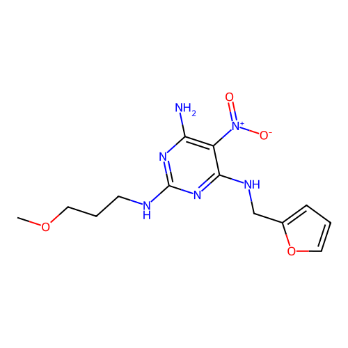 {6-Amino-2-[(3-methoxypropyl)amino]-5-nitropyrimidin-4-yl}(2-furylmethyl)amine structure