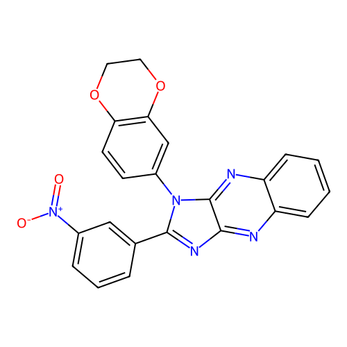 1-(2,3-dihydro-1,4-benzodioxin-6-yl)-2-(3-nitrophenyl)-1H-imidazo[4,5-b]quinoxaline structure
