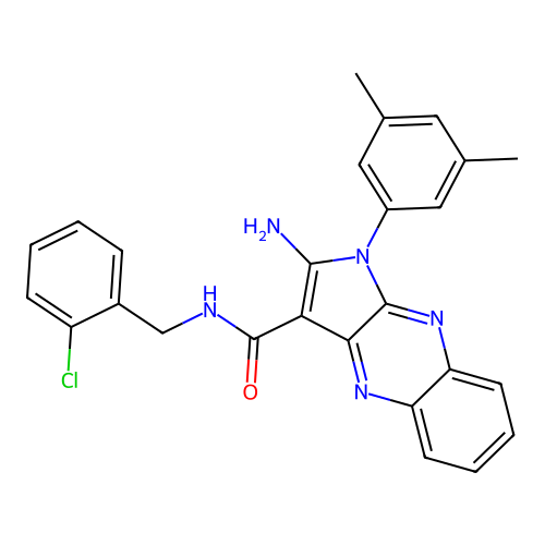 2-amino-N-(2-chlorobenzyl)-1-(3,5-dimethylphenyl)-1H-pyrrolo[2,3-b]quinoxaline-3-carboxamide structure
