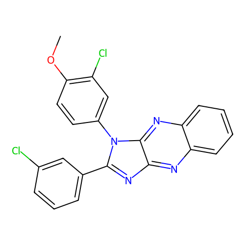 1-(3-chloro-4-methoxyphenyl)-2-(3-chlorophenyl)-1H-imidazo[4,5-b]quinoxaline structure