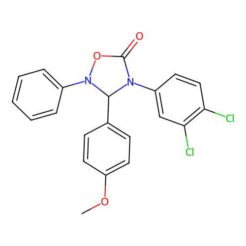 4-(3,4-Dichlorophenyl)-3-(4-methoxyphenyl)-2-phenyl-1,2,4-oxadiazolidin-5-one structure