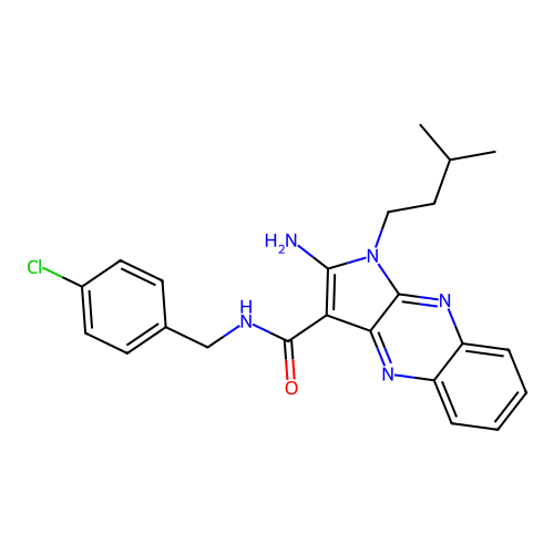 2-amino-N-(4-chlorobenzyl)-1-(3-methylbutyl)-1H-pyrrolo[2,3-b]quinoxaline-3-carboxamide structure