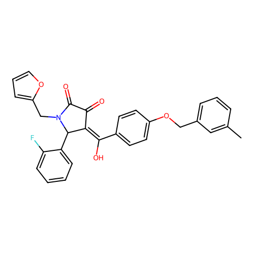 (4E)-5-(2-fluorophenyl)-1-(furan-2-ylmethyl)-4-(hydroxy{4-[(3-methylbenzyl)oxy]phenyl}methylidene)pyrrolidine-2,3-dione structure