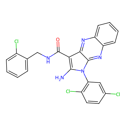 2-amino-N-(2-chlorobenzyl)-1-(2,5-dichlorophenyl)-1H-pyrrolo[2,3-b]quinoxaline-3-carboxamide structure