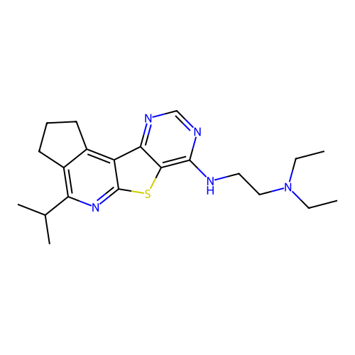 N,N-diethyl-N'-[4-(propan-2-yl)-2,3-dihydro-1H-cyclopenta[4',5']pyrido[3',2':4,5]thieno[3,2-d]pyrimidin-7-yl]ethane-1,2-diamine structure