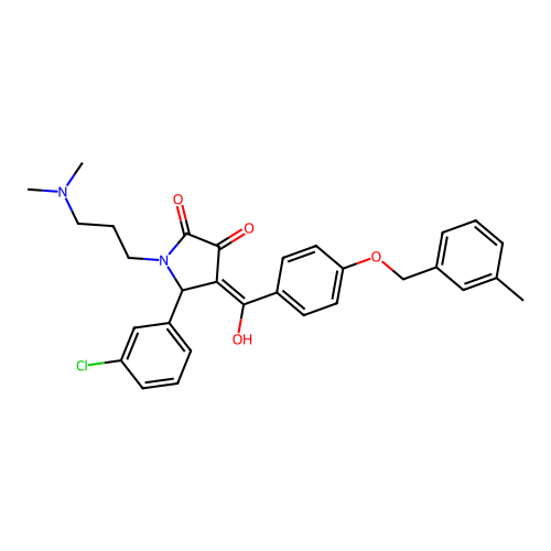 (4E)-5-(3-chlorophenyl)-1-[3-(dimethylamino)propyl]-4-(hydroxy{4-[(3-methylbenzyl)oxy]phenyl}methylidene)pyrrolidine-2,3-dione structure