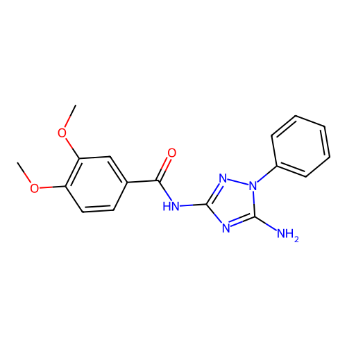 N-(5-amino-1-phenyl-1H-1,2,4-triazol-3-yl)-3,4-dimethoxybenzamide structure