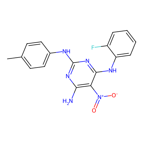 N~4~-(2-fluorophenyl)-N~2~-(4-methylphenyl)-5-nitropyrimidine-2,4,6-triamine structure