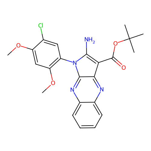tert-butyl 2-amino-1-(5-chloro-2,4-dimethoxyphenyl)-1H-pyrrolo[2,3-b]quinoxaline-3-carboxylate structure