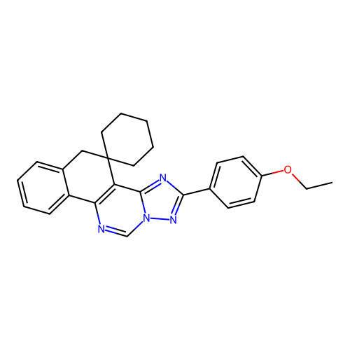 2-(4-ethoxyphenyl)-5H-spiro[benzo[h][1,2,4]triazolo[1,5-c]quinazoline-4,1'-cyclohexane] structure