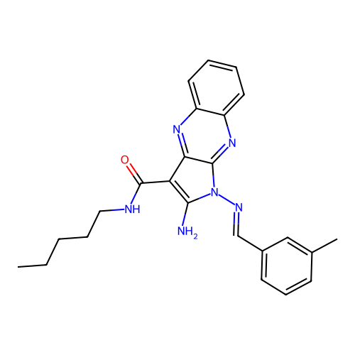 (E)-2-amino-1-((3-methylbenzylidene)amino)-N-pentyl-1H-pyrrolo[2,3-b]quinoxaline-3-carboxamide structure