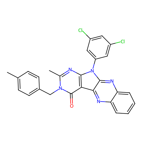 11-(3,5-dichlorophenyl)-2-methyl-3-(4-methylbenzyl)-3H-pyrimido[5',4':4,5]pyrrolo[2,3-b]quinoxalin-4(11H)-one structure