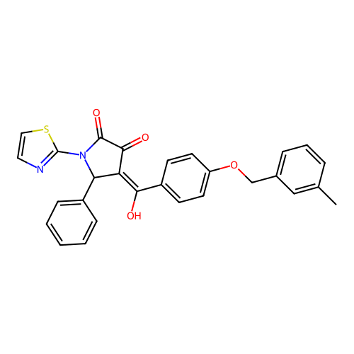(4E)-4-(hydroxy{4-[(3-methylbenzyl)oxy]phenyl}methylidene)-5-phenyl-1-(1,3-thiazol-2-yl)pyrrolidine-2,3-dione structure