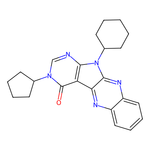 11-cyclohexyl-3-cyclopentyl-3H-pyrimido[5',4':4,5]pyrrolo[2,3-b]quinoxalin-4(11H)-one structure