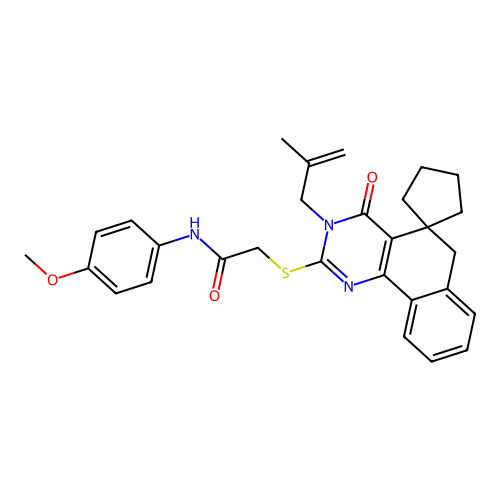 N-(4-methoxyphenyl)-2-((3-(2-methylallyl)-4-oxo-4,6-dihydro-3H-spiro[benzo[h]quinazoline-5,1'-cyclopentan]-2-yl)thio)acetamide structure
