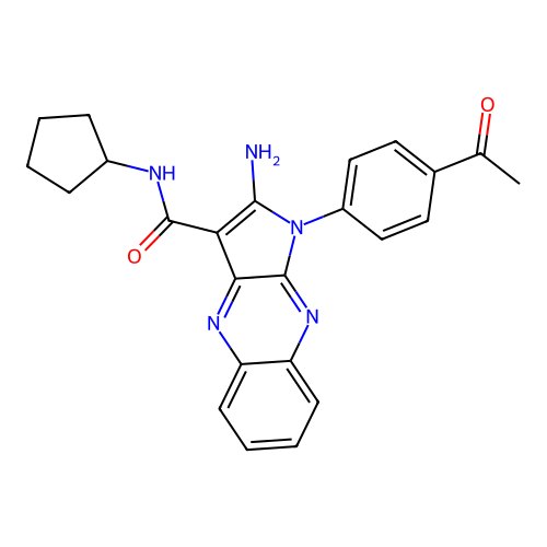 1-(4-acetylphenyl)-2-amino-N-cyclopentyl-1H-pyrrolo[2,3-b]quinoxaline-3-carboxamide structure