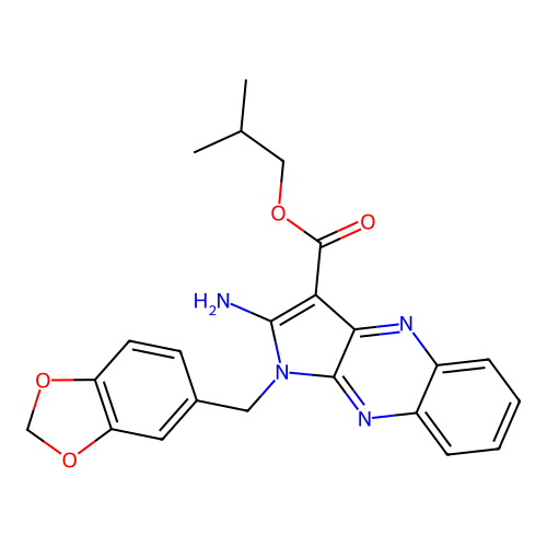 2-methylpropyl 2-amino-1-(1,3-benzodioxol-5-ylmethyl)-1H-pyrrolo[2,3-b]quinoxaline-3-carboxylate structure