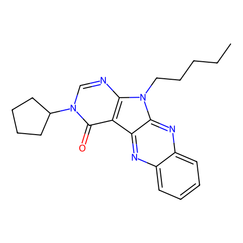 3-cyclopentyl-11-pentyl-3H-pyrimido[5',4':4,5]pyrrolo[2,3-b]quinoxalin-4(11H)-one structure