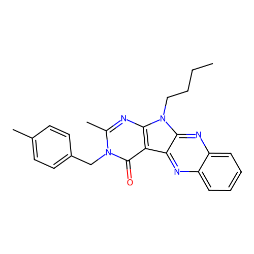 11-butyl-2-methyl-3-(4-methylbenzyl)-3H-pyrimido[5',4':4,5]pyrrolo[2,3-b]quinoxalin-4(11H)-one structure