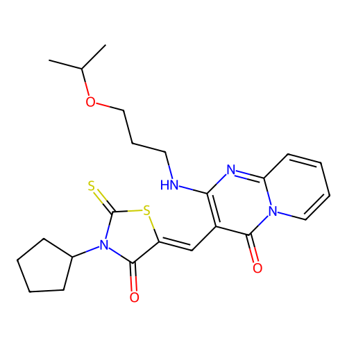 (Z)-3-cyclopentyl-5-((2-((3-isopropoxypropyl)amino)-4-oxo-4H-pyrido[1,2-a]pyrimidin-3-yl)methylene)-2-thioxothiazolidin-4-one structure