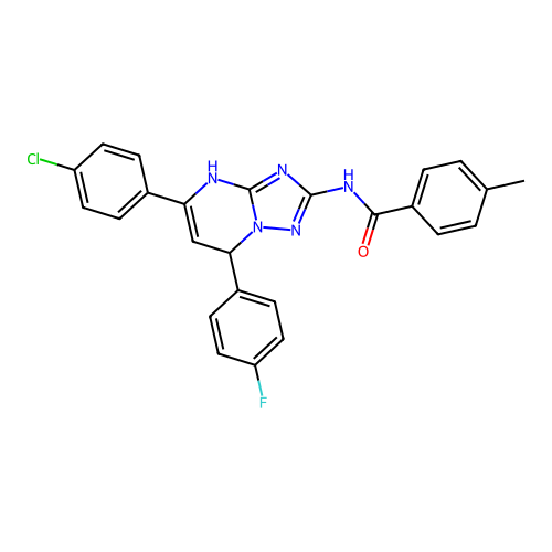 N-(5-(4-chlorophenyl)-7-(4-fluorophenyl)-4,7-dihydro-[1,2,4]triazolo[1,5-a]pyrimidin-2-yl)-4-methylbenzamide structure