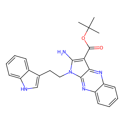 tert-butyl 1-(2-(1H-indol-3-yl)ethyl)-2-amino-1H-pyrrolo[2,3-b]quinoxaline-3-carboxylate structure