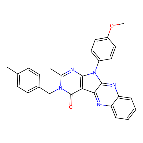 11-(4-methoxyphenyl)-2-methyl-3-(4-methylbenzyl)-3H-pyrimido[5',4':4,5]pyrrolo[2,3-b]quinoxalin-4(11H)-one structure