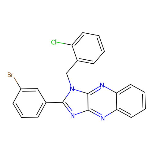 2-(3-bromophenyl)-1-(2-chlorobenzyl)-1H-imidazo[4,5-b]quinoxaline structure