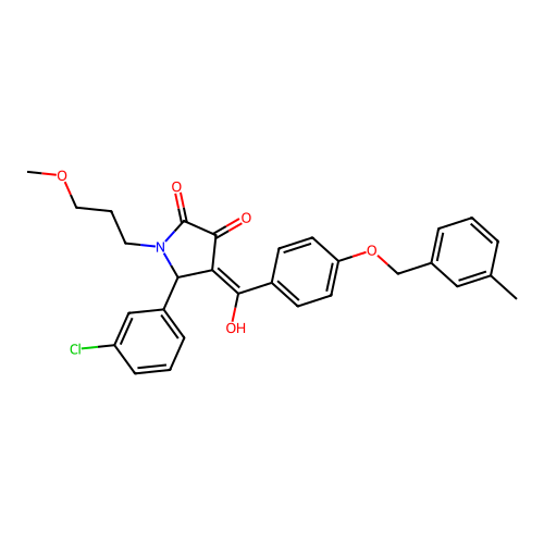 (4E)-5-(3-chlorophenyl)-4-(hydroxy{4-[(3-methylbenzyl)oxy]phenyl}methylidene)-1-(3-methoxypropyl)pyrrolidine-2,3-dione structure