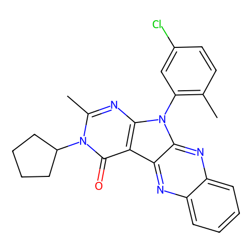 11-(5-chloro-2-methylphenyl)-3-cyclopentyl-2-methyl-3H-pyrimido[5',4':4,5]pyrrolo[2,3-b]quinoxalin-4(11H)-one structure