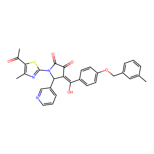 (4E)-1-(5-acetyl-4-methyl-1,3-thiazol-2-yl)-4-(hydroxy{4-[(3-methylbenzyl)oxy]phenyl}methylidene)-5-(pyridin-3-yl)pyrrolidine-2,3-dione structure